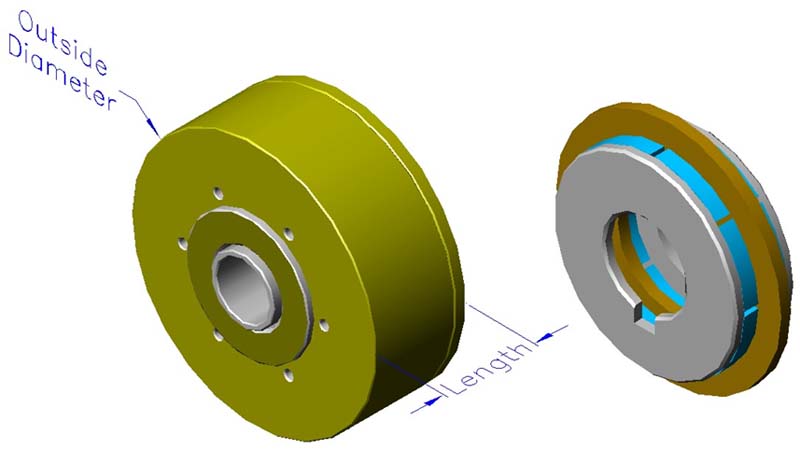 Housed ironless brushless motors, axial, double rotor, полый вал