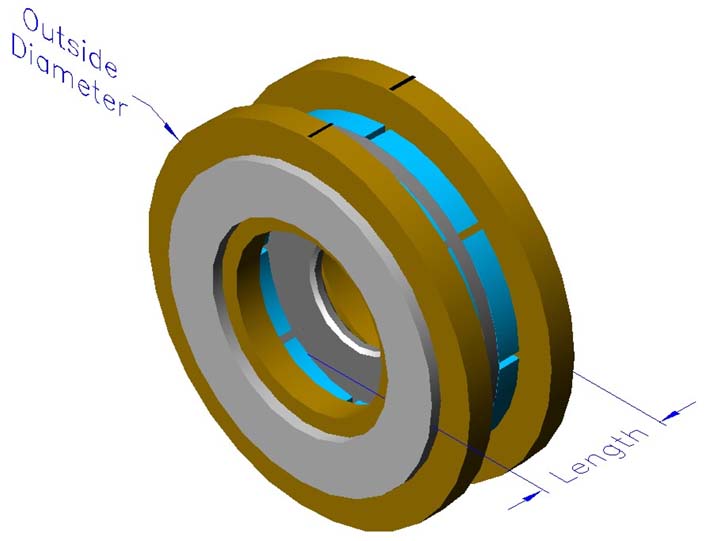 Frameless slotless iron core brushless motors, axial, double winding