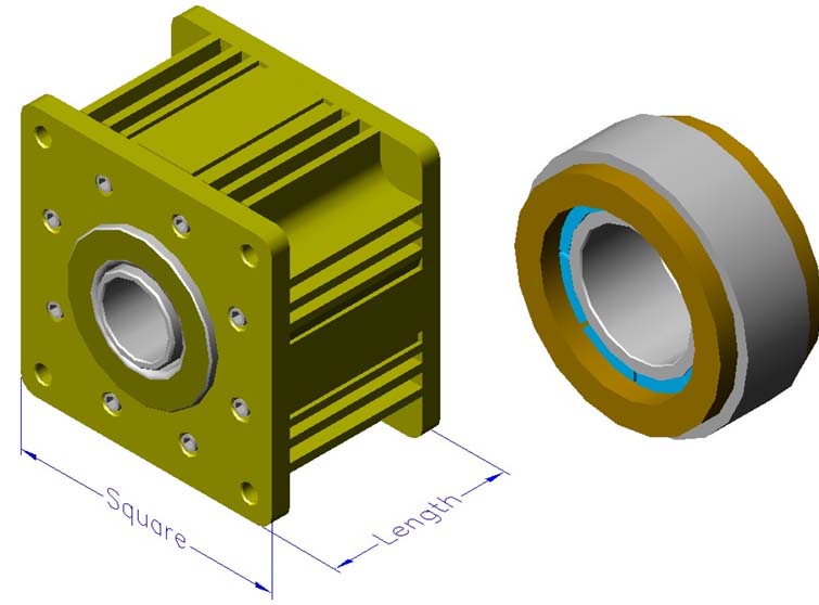 Housed slotless iron core brushless motors, radial, с внутренним ротором , hollow shaft